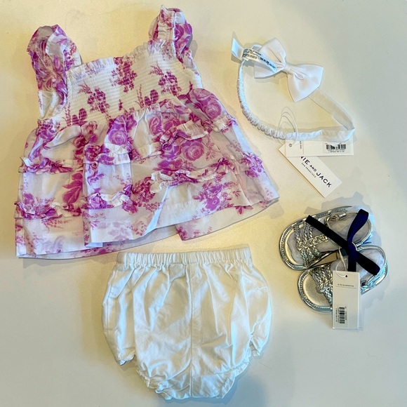 Janie and Jack Other - *NEW* - Janie and Jack Outift - Dress, Bloomers, Sandals, Bow - Size 6-12 Months